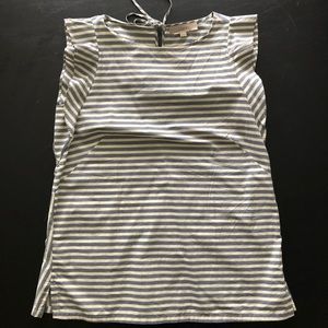 Striped cotton top with flutter sleeves